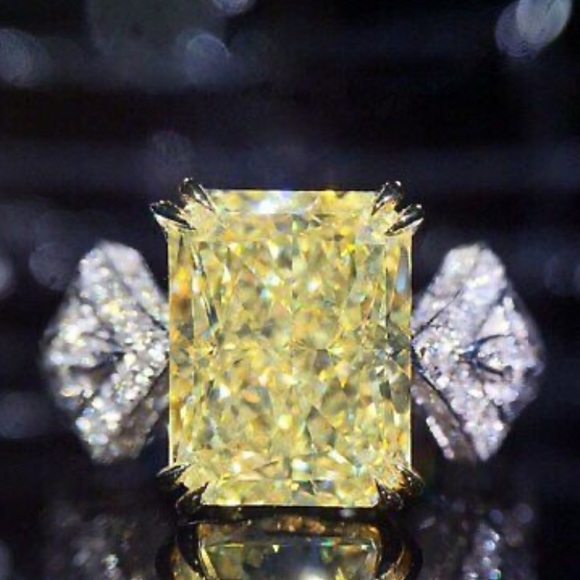 NWT YELLOW SQUARE STONE 925 Sterling Silver Ring - Picture 5 of 7